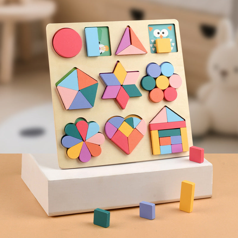 Montessori Early Education Kidsren's Intellectual Enlightenment Geometric Shape Cognitive Board Puzzle Matching Puzzle Advanced Puzzle Toy