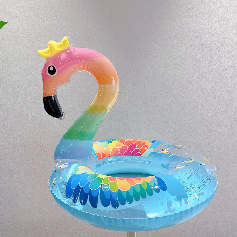 New children's pink rainbow horse sequins swimming ring inflatable water cute unicorn children's sponge bottom seat ring