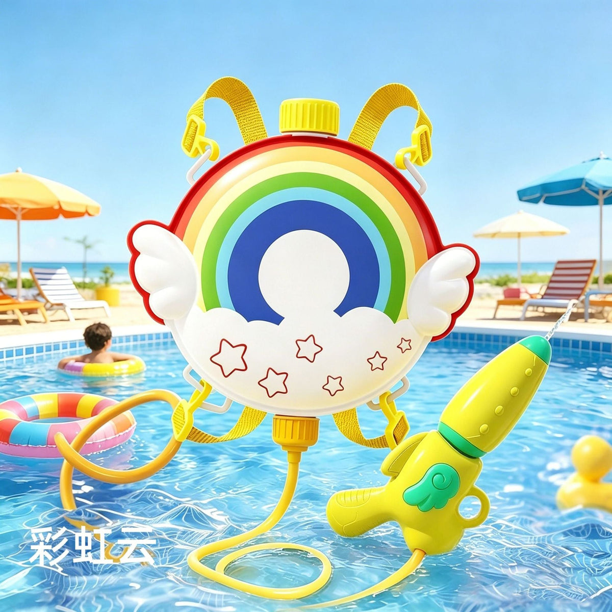 Children's Backpack Water Gun Toy, Pull-Out Large-Capacity Water Spray Outdoor Beach Water Play Gadget, Water Gun for Boys and Girls