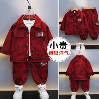 Boys' Stylish Streetwear Outfit for Spring and Autumn 2026 New Autumn Casual Jacket Two-Piece Set for Kids and Toddlers Trendy