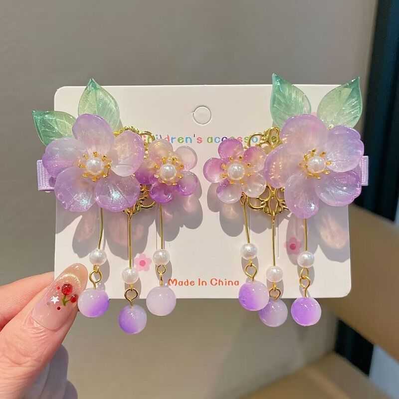 Children's Ancient Style Hair Accessories, Hairpins, Han Dynasty Costume Accessories, Tassels, Flowers, Super Fairy Clips, Girls' Glass Headdresses, Butterflies