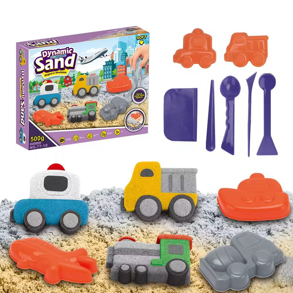 Hot-Selling Space Sand Complete Set with Power Magic Sand Tray, Fruit Ice Cream Molds, Children's Sand Play Toy Set