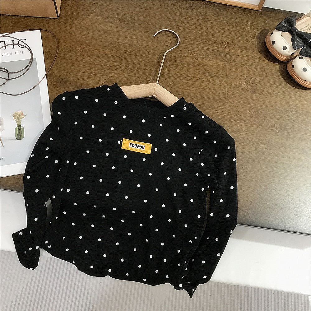 Girls' Spring and Autumn Hooded Sweater Cardigan Children's Stylish Polka Dot Base Shirt Little Girl's Leopard Print Casual Pants Foreign Trade