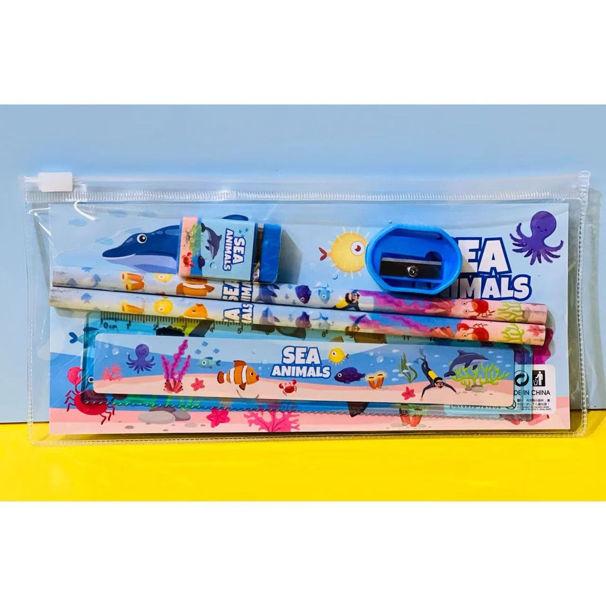 8016 Student Graduation Stationery Gifts Kidsren Cartoon Kindergarten School Supplies Gift Box Set Pvc Zipper Bag