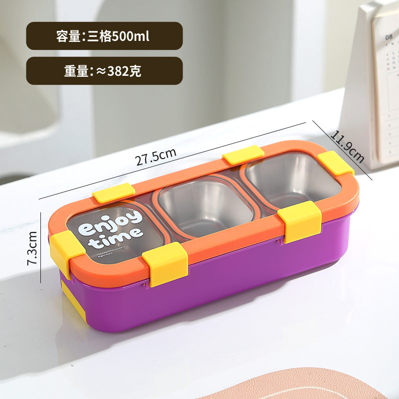 304 Stainless Steel Food Storage Container with Compartments, Small Portion Control Lunch Box, Small Capacity Weight Loss Meal Box, Bento Box