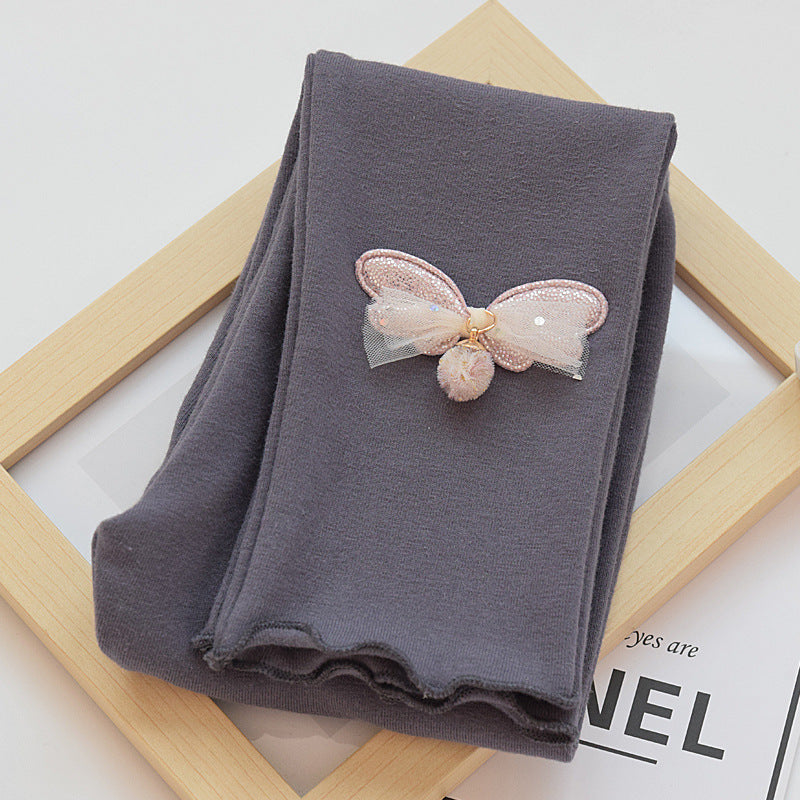 Girls' Leggings Spring and Autumn Thin Outer Wearing Western Style Children's Pants Spring New Style Baby Girl's Cotton Long Pants