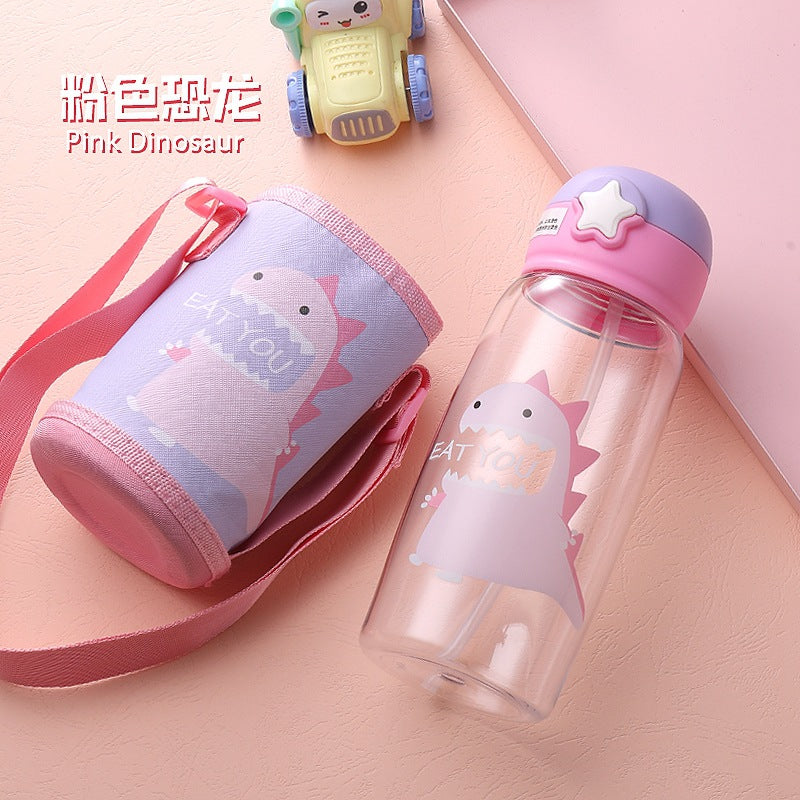 Manufacturer Wholesale Internet Celebrity Antler Cup Summer Outdoor Portable Strap Plastic Water Cup Children's Cartoon Straw Cup Customization