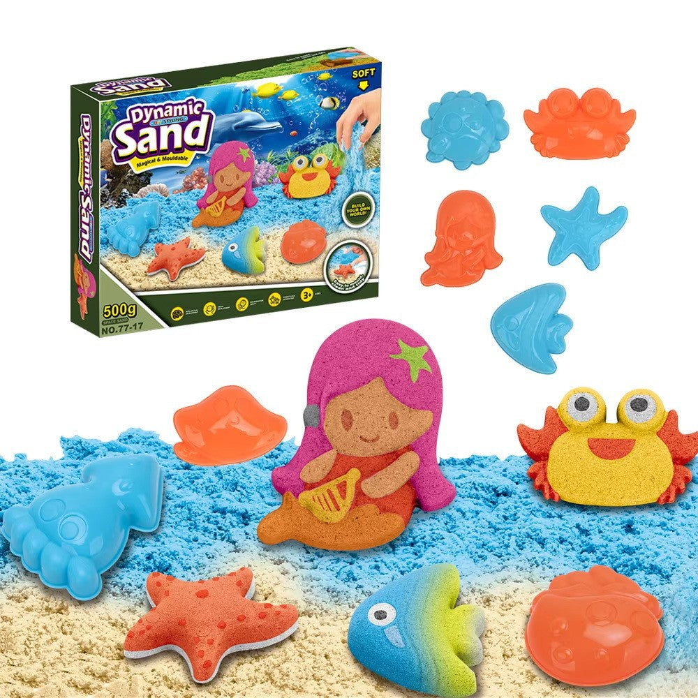 Hot-Selling Space Sand Complete Set with Power Magic Sand Tray, Fruit Ice Cream Molds, Children's Sand Play Toy Set