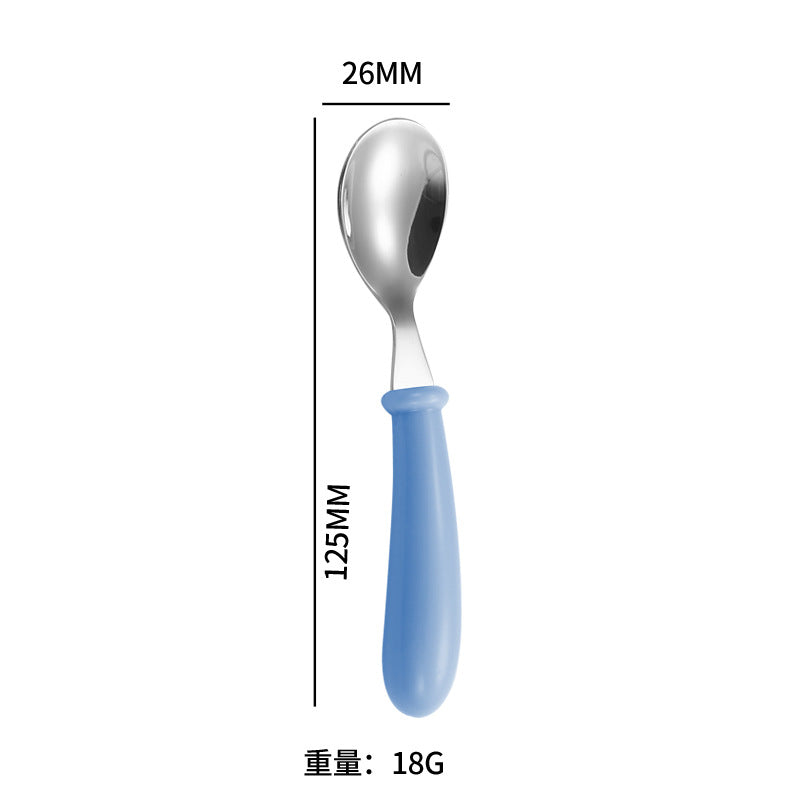 Cartoon 304 Stainless Steel Kidsren's Spoon and Fork Baby Eating Training Tableware Set Baby Portable Feeding Spoon