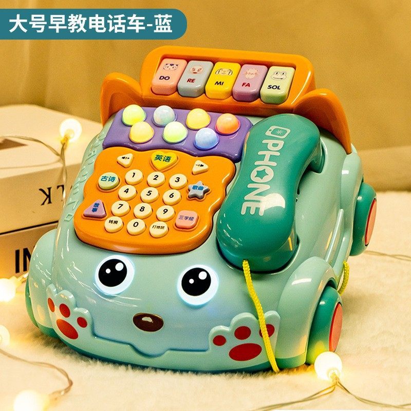 Baby Large Multi-Functional Telephone Cartoon Telephone Car Educational Toy 0-3 Kidsren Early Education Enlightenment Learning Machine