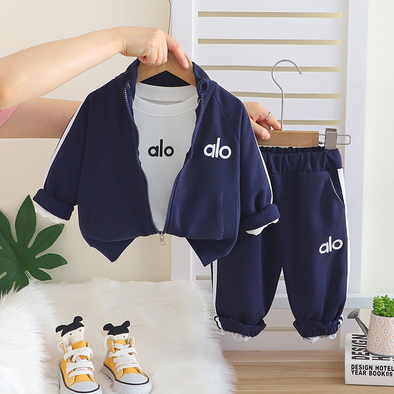 Wuxiaoqi Children's Clothing Spring and Autumn 2025 New Children's Set 0-4 Years Old Boys and Girls Letter Do Baseball Uniform Three-Piece Set