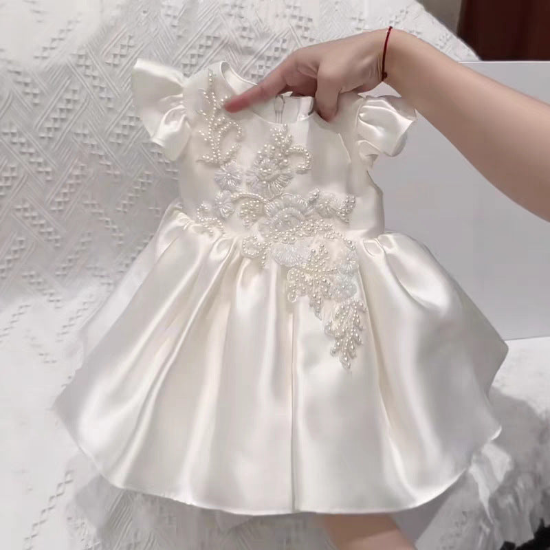 Girls' First Birthday Princess Dress Spring and Autumn New Children's Host Flower Girl Fashion Dress Autumn Style