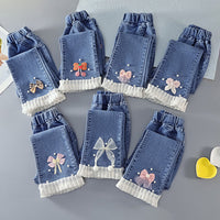 Girls' Bell-Bottom Pants Spring and Autumn 2026 New Style Children's Jeans Trendy Korean Version Casual Pants for Older Kids