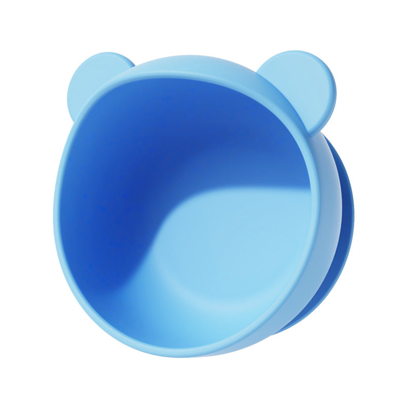 Cross-Border Popular Product: Little Bear Baby and Children's Silicone Dining Plate, Anti-Spill Feeding Bowl, Baby Feeding Utensils, Anti-Scald