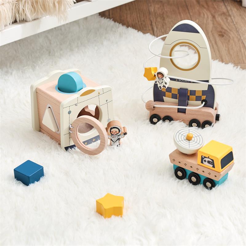 Amazon Baby Early Education Educational Wooden Toys Stacked Rocket Boys and Girls House Castle Mating Toys