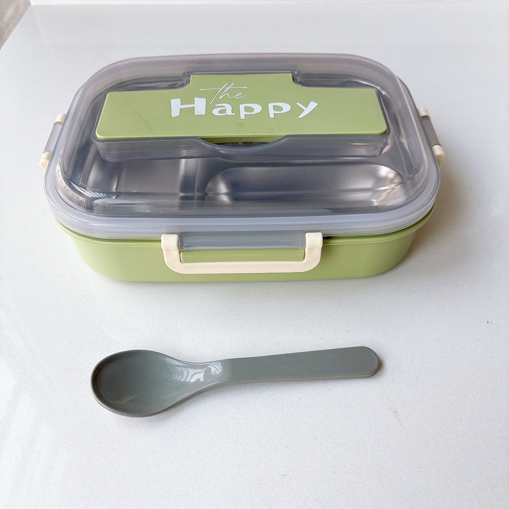 Stainless steel compartment student lunch box lunch box office workers insulation adult men and women double layer simple lunch box wholesale