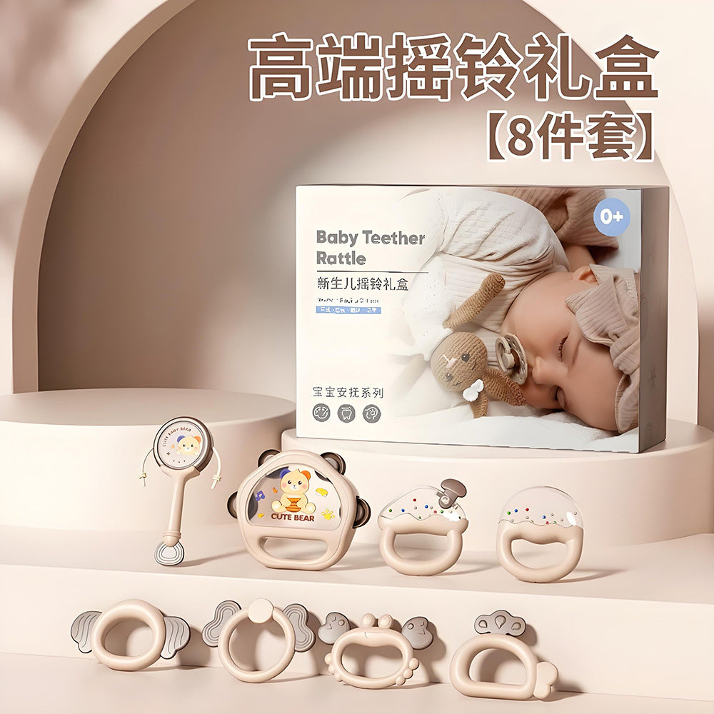 Soothing Toy Newborn Baby Hand Rattle Gift Box, Gift for Baby One Year Old and One Month Old, High-End Practical Gift for Baby Meeting