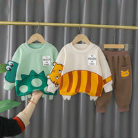 Baby and Children's Clothing Autumn Outfit Set 2025 New Style Boys' Spring and Autumn Trendy Cartoon Two-Piece Clothing Set