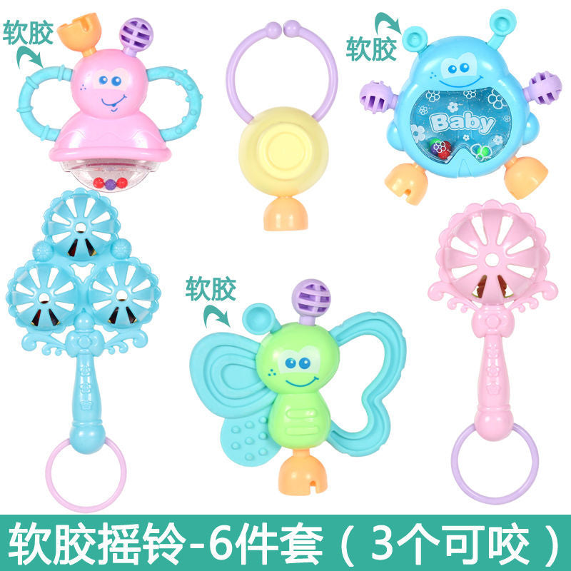 0-1 Year Old Baby Toy Teether Hand Rattle Can Be Grasped and Chewed 3-6 Months Educational Early Education Newborn Baby