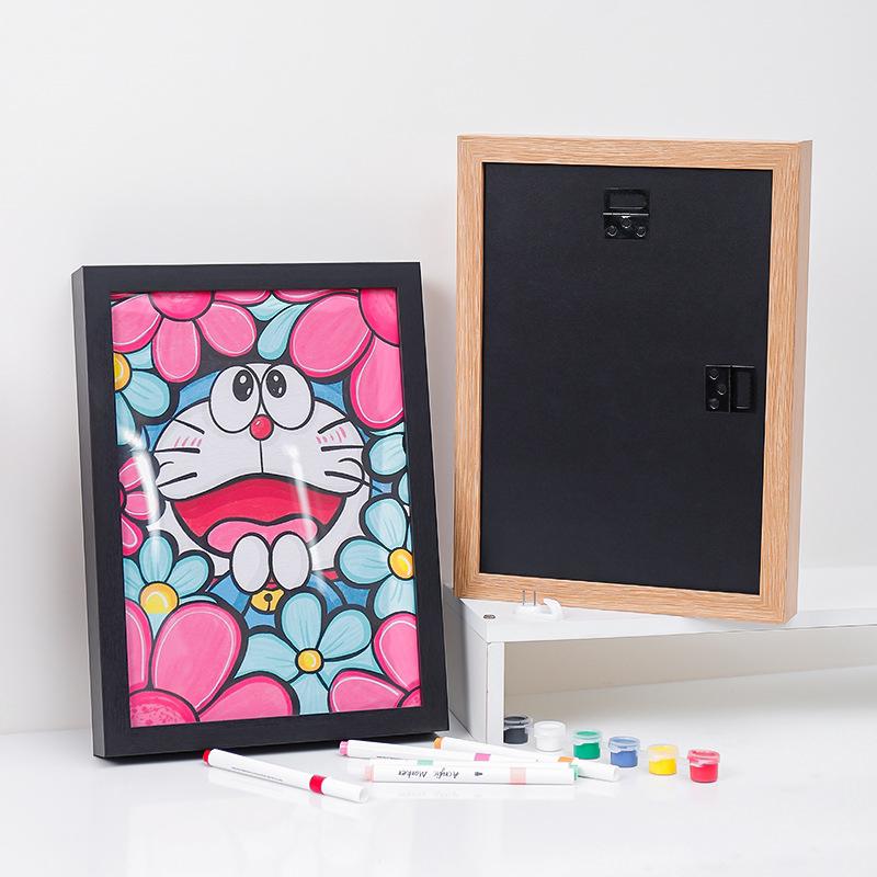 Quick-release picture frame for storage and display of children's paintings; magnetic mounting