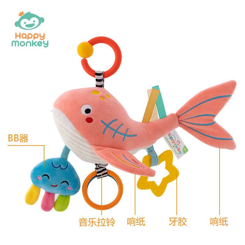 Happy Monkey Baby Music Bell Music Box Doll Stroller Pendant Bed Bell Soothing Toy
