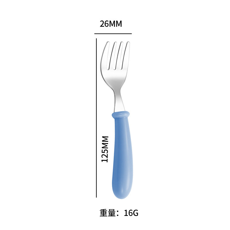 Cartoon 304 Stainless Steel Kidsren's Spoon and Fork Baby Eating Training Tableware Set Baby Portable Feeding Spoon