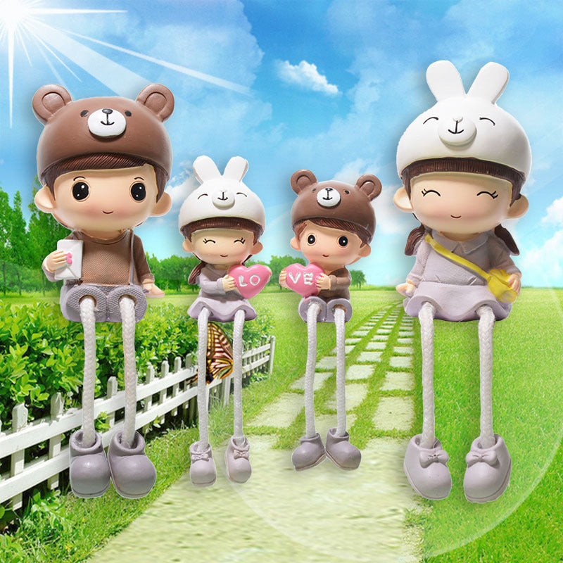 Cross-border couple hanging feet doll home decoration resin crafts decoration four family gift girlfriends Qixi