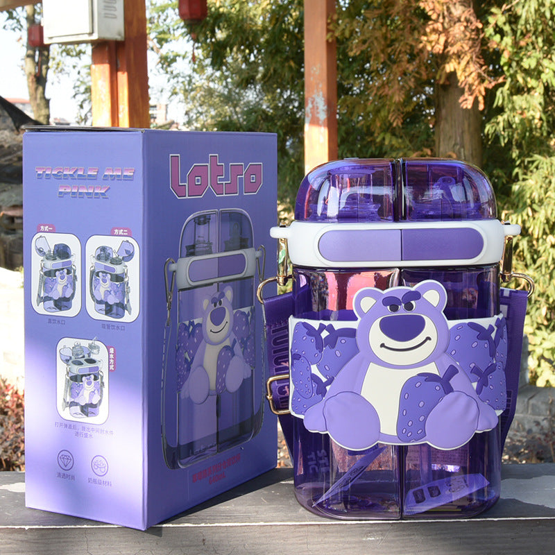 Disney's New Kidsren's Water Cup Double Drinking Water Kettle Straw Direct Drinking Dual-Use Plastic Cup Tritan Double Warehouse Cup