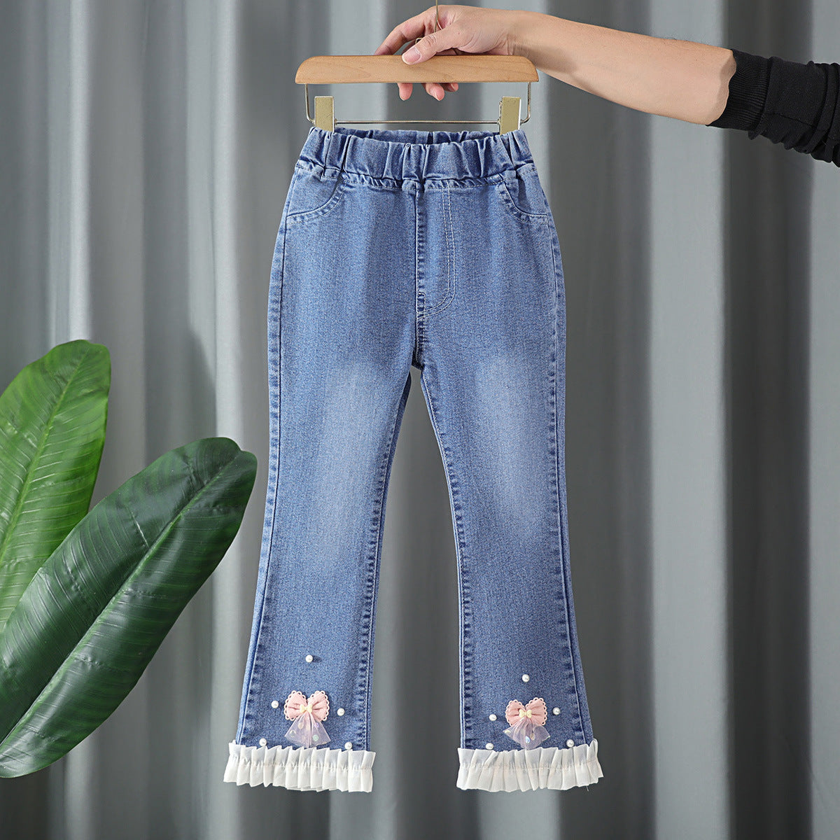 Girls' Bell-Bottom Pants Spring and Autumn 2026 New Style Children's Jeans Trendy Korean Version Casual Pants for Older Kids