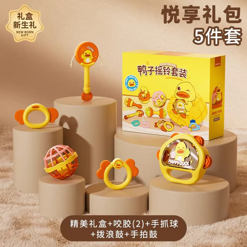 Soothing Toy Newborn Baby Hand Rattle Gift Box, Gift for Baby One Year Old and One Month Old, High-End Practical Gift for Baby Meeting