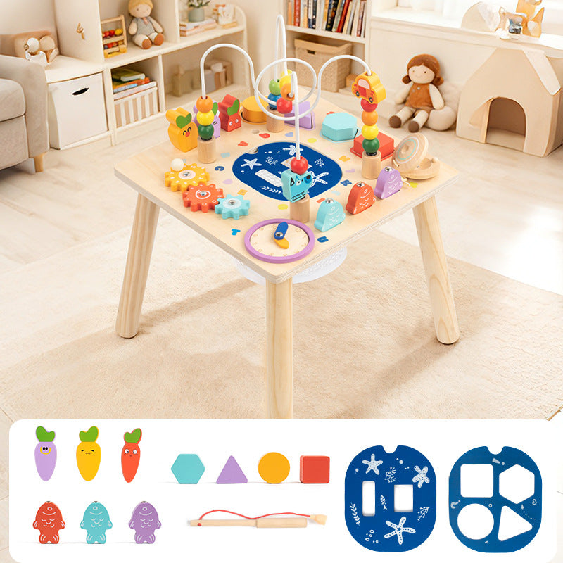 Children’s Montessori Wooden Busy Table Game Bead Stringing Building Blocks Educational Toy for Preschool Hand-Eye Coordination (Copy)