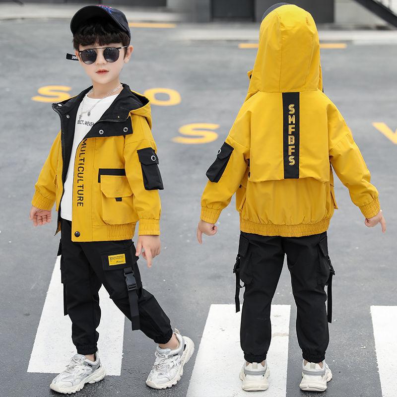 Boys' Autumn Outfit Set 2026 New Style Spring Autumn Winter Children's Pants and Jacket Trendy