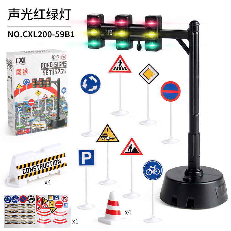 Children's Traffic Safety A variety of simulation traffic signal signs suit model scene science and education toys