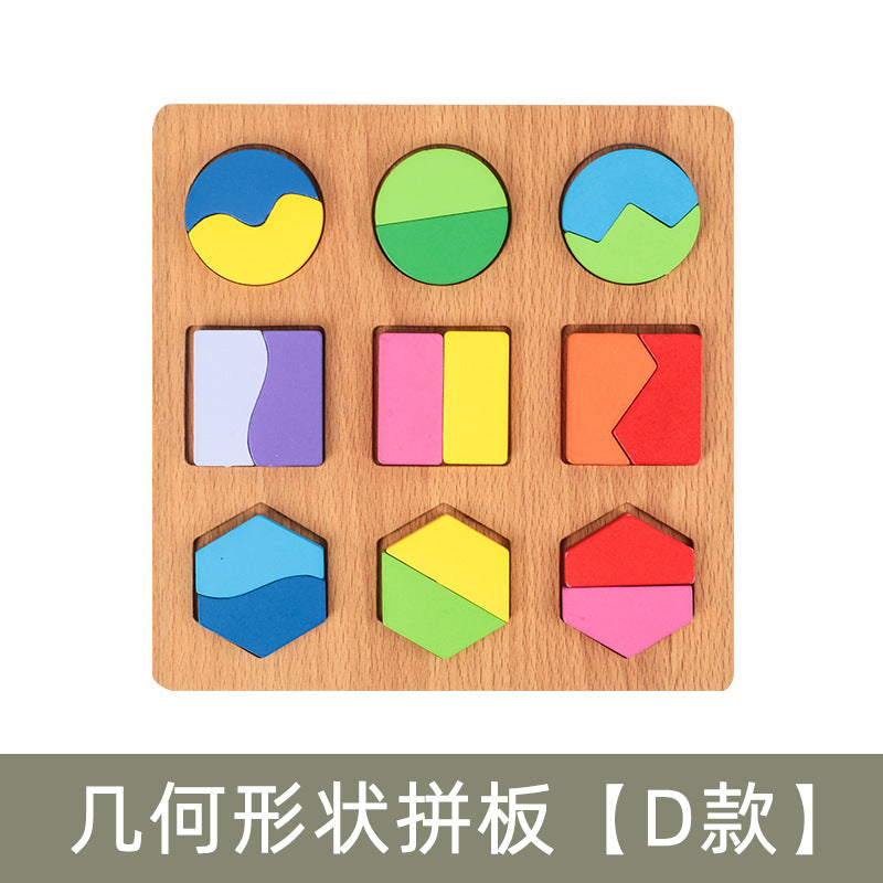 Wooden Stereo Puzzle Montessori Geometric Shape Inlay Matching Board Kindergarten Early Education Teaching Aids Educational Kidsren's Toys
