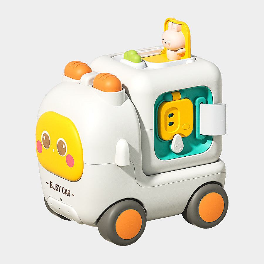 New Baby Early Education Busy Cube Bus Car Six-In-One Multi-Sided Detachable Hand-Eye Training Educational Toy