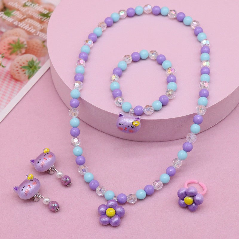 Cross-border New Children's Necklace suit Girls Beaded Necklace Cute Cartoon Necklace Girls Baby Jewelry