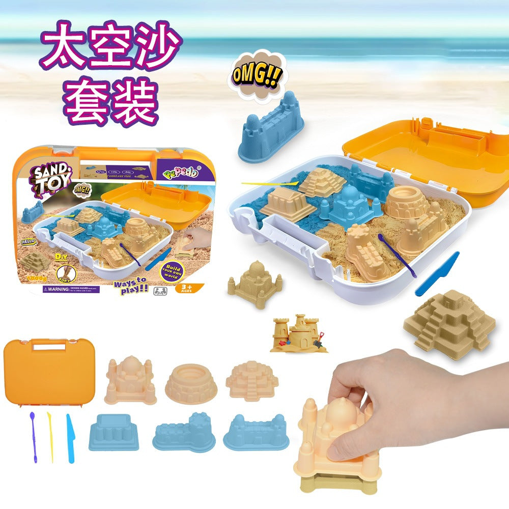 Hot-Selling Space Sand Complete Set with Power Magic Sand Tray, Fruit Ice Cream Molds, Children's Sand Play Toy Set