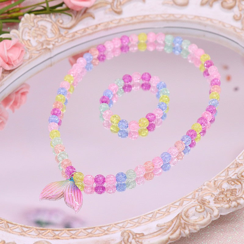 Cross-border New Children's Necklace Bracelet suit Cute Unicorn Love Necklace Little Girl Jewelry Clothes Accessories