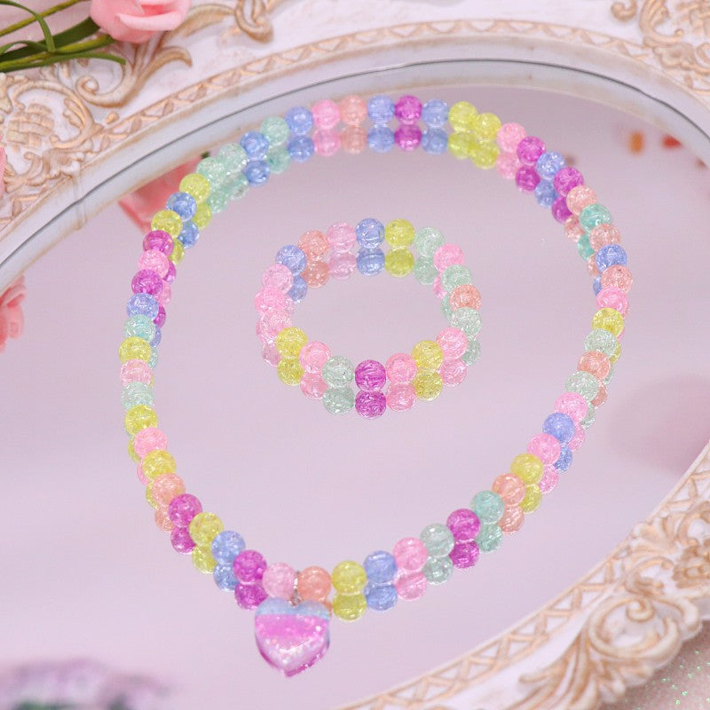 Cross-border New Children's Necklace Bracelet suit Cute Unicorn Love Necklace Little Girl Jewelry Clothes Accessories
