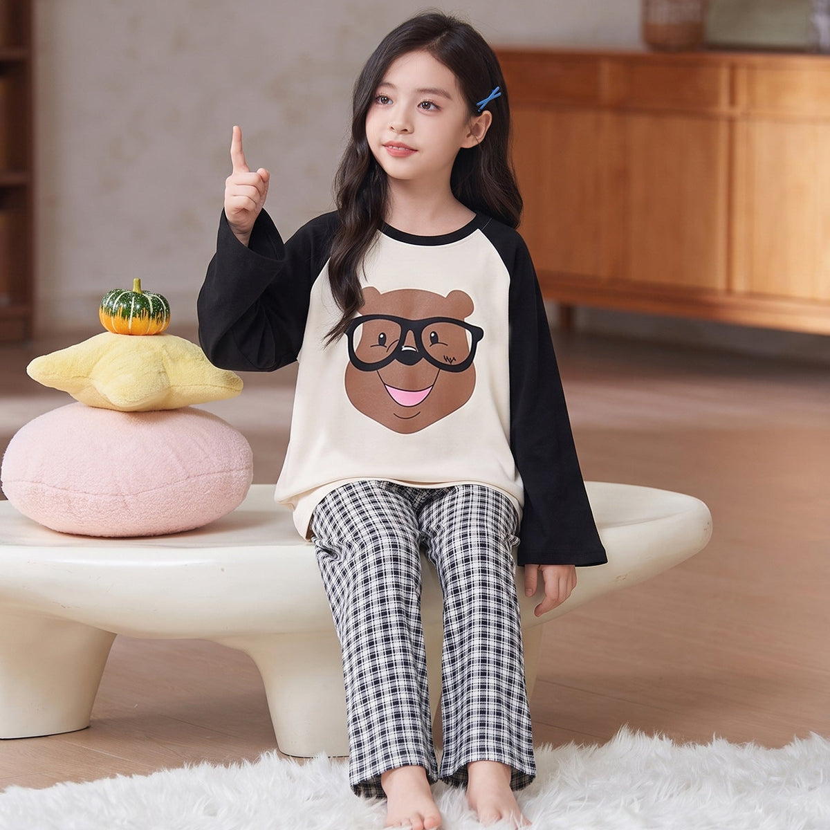 Children's Pajamas 2026 New Model Pure Cotton Long Sleeve Long Pants Spring and Autumn Girls' Cartoon Homewear Set for Older Kids