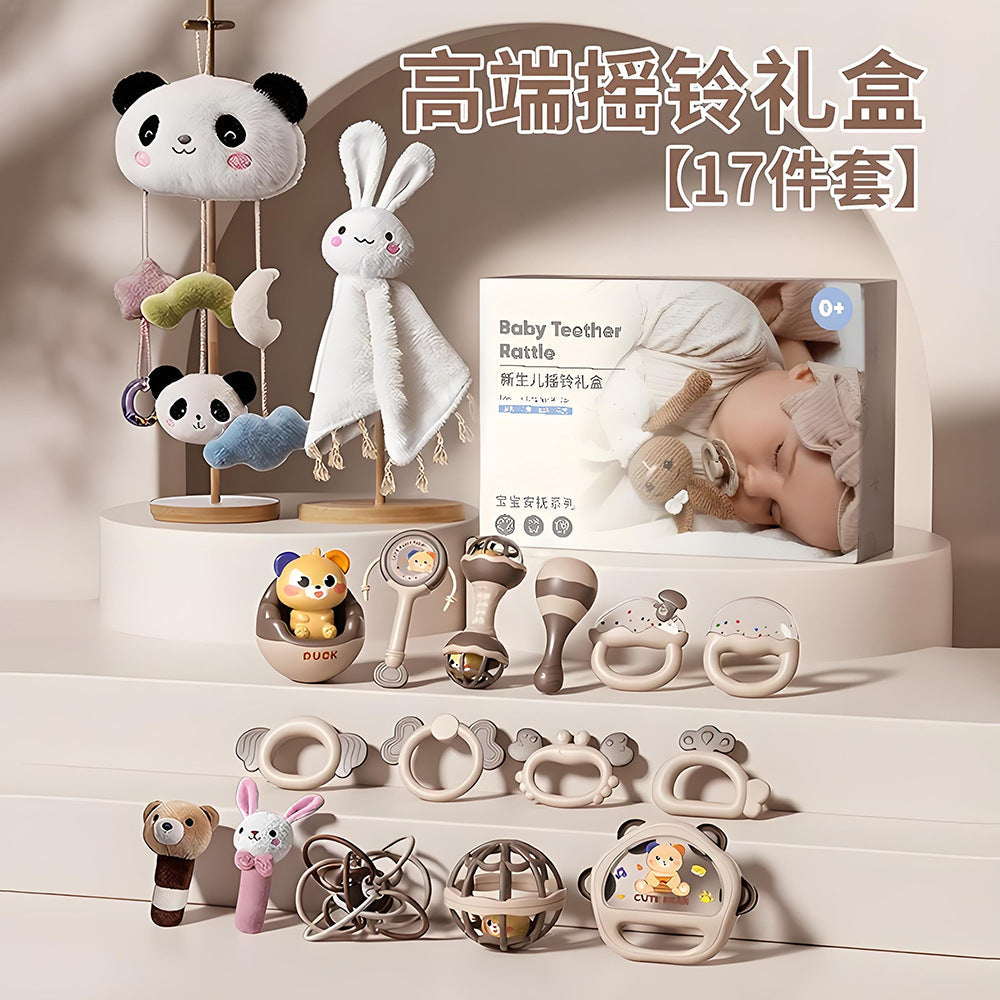 Soothing Toy Newborn Baby Hand Rattle Gift Box, Gift for Baby One Year Old and One Month Old, High-End Practical Gift for Baby Meeting