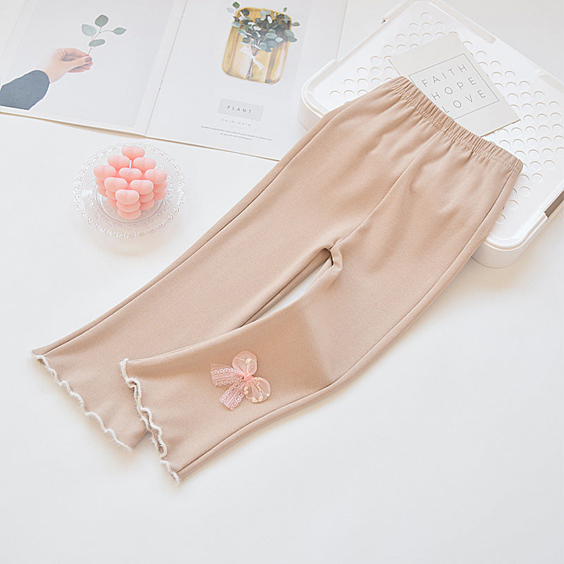 Spring and Autumn Girls' Flared Pants Children's Pants Outer Wear 2025 Spring New Western Style Princess Style Student Casual Trousers