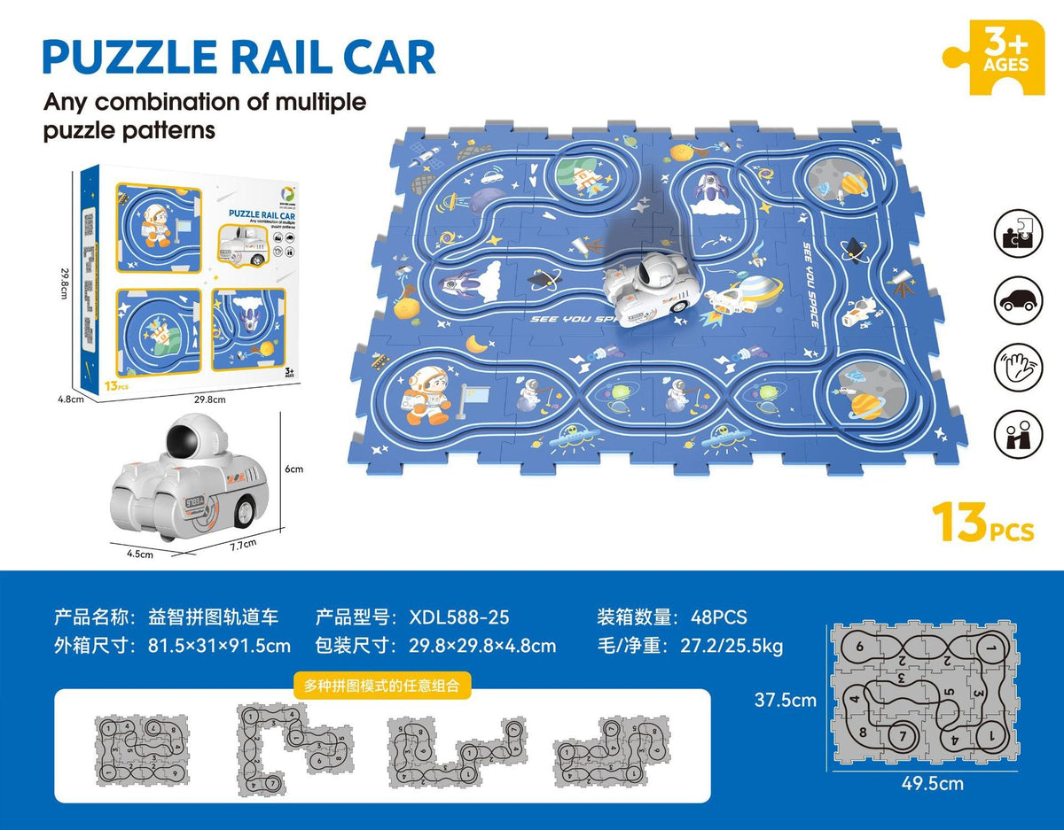 Cross-border Amazon jigsaw puzzle rail car DIY assembled sliding rail car electric train children's toy batch