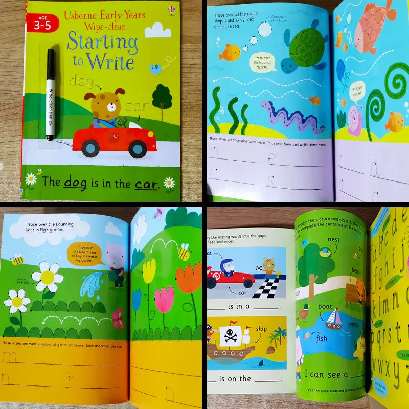 Erasable and reusable English learning workbook
