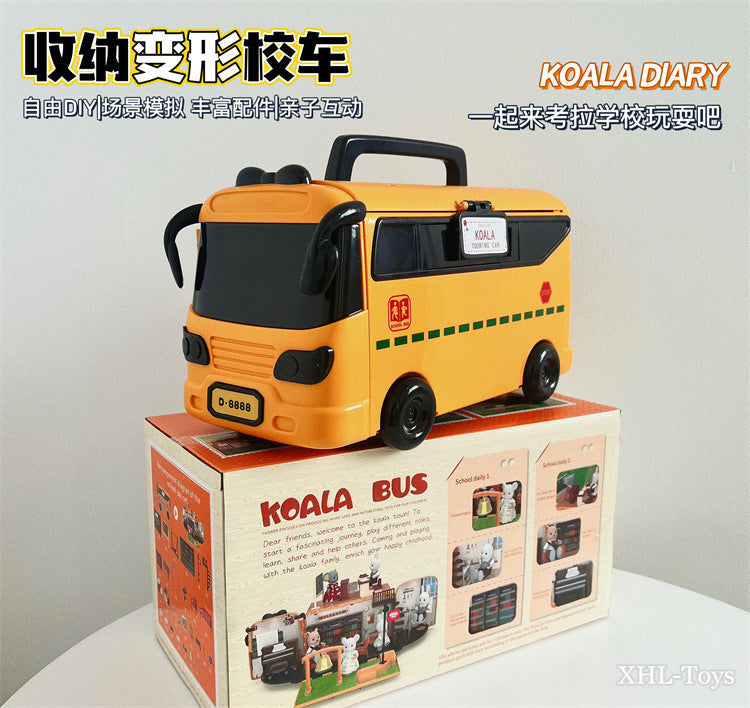 Koala Diary Bus Play House Toy Storage Transformation Rv Villa Doll House Boy Girl Toy Gift