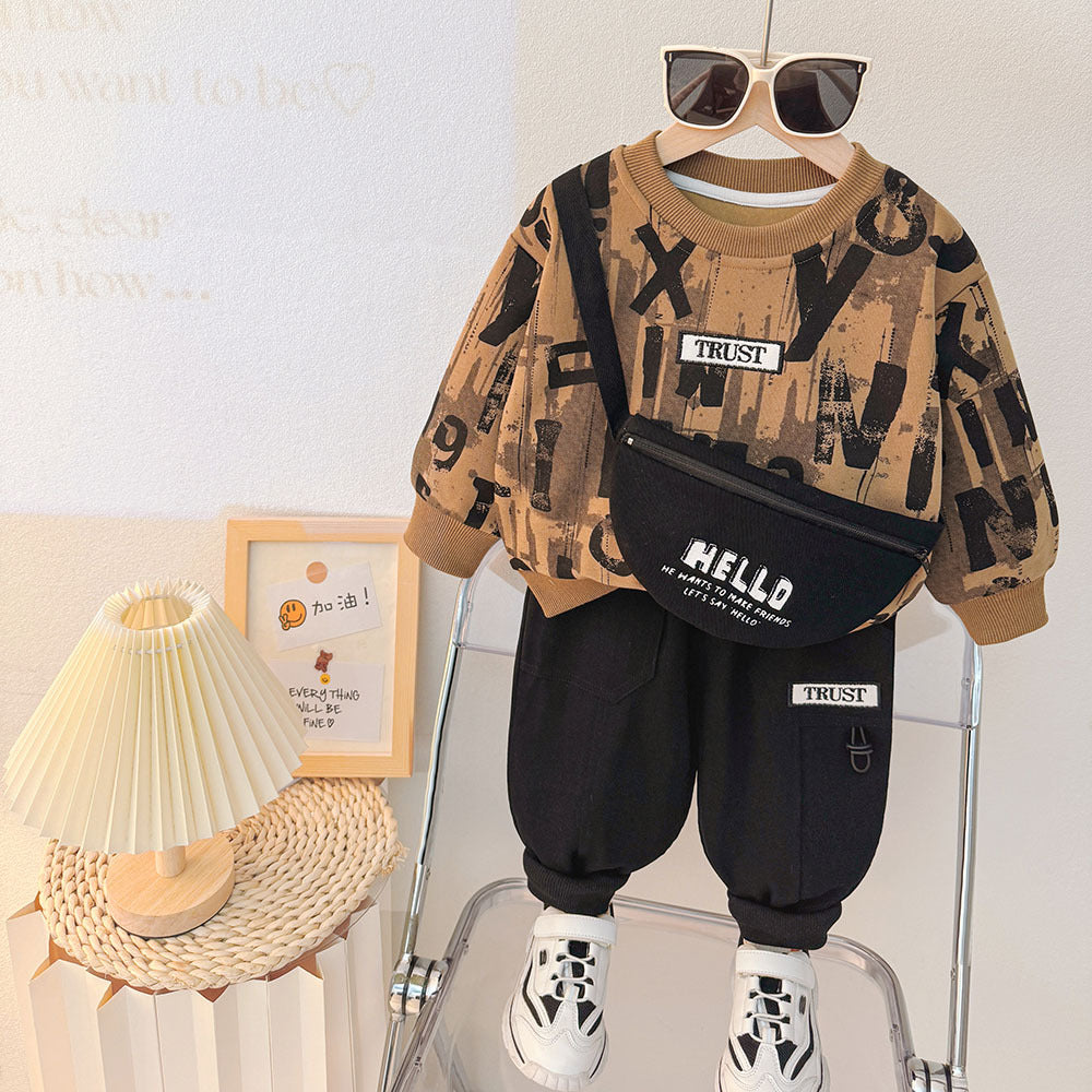 2026 New Boys' Autumn Outfit Two-Piece Set Children's Clothes Little Boys' Spring and Autumn Suit Wholesale