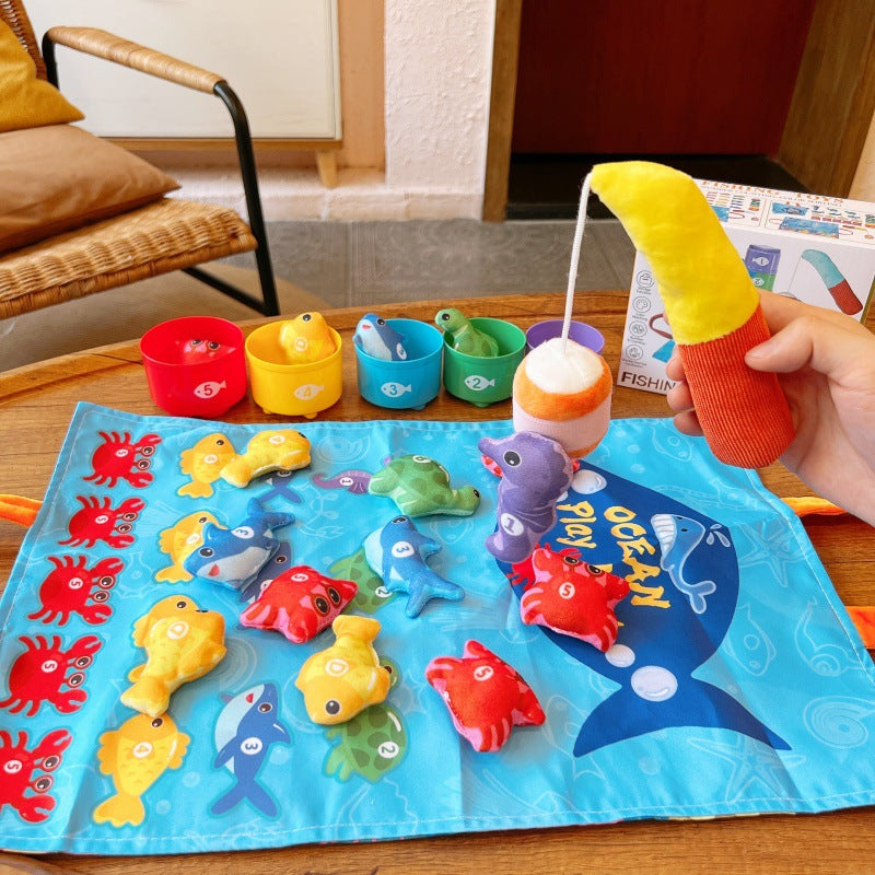 Cross-border Explosions Montessori Toy Baby Fishing Toy Game Velcro Fabric Mat Three-dimensional Early Education Enlightenment