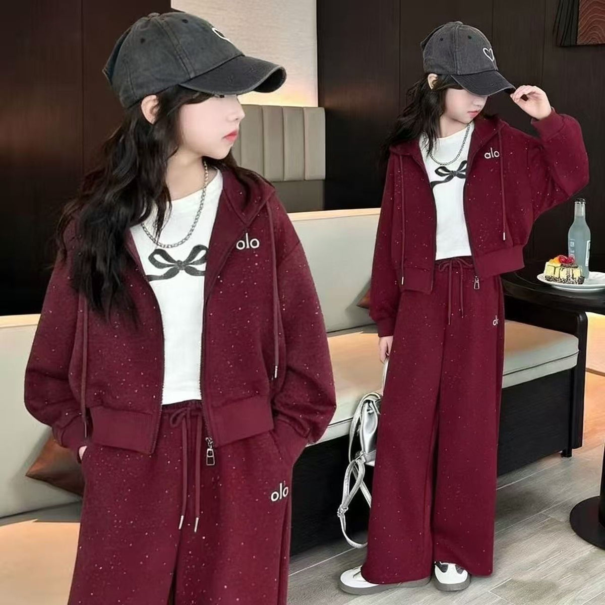 Girls' Spring Outfit Set 2026 New Stylish Jacket for Older Girls, Spring and Autumn Casual Fashionable Two-Piece Set for Girls