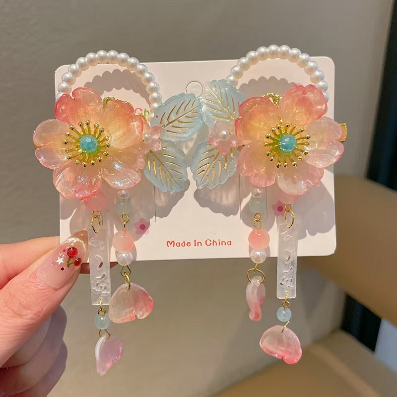 Children's Ancient Style Hair Accessories, Hairpins, Han Dynasty Costume Accessories, Tassels, Flowers, Super Fairy Clips, Girls' Glass Headdresses, Butterflies
