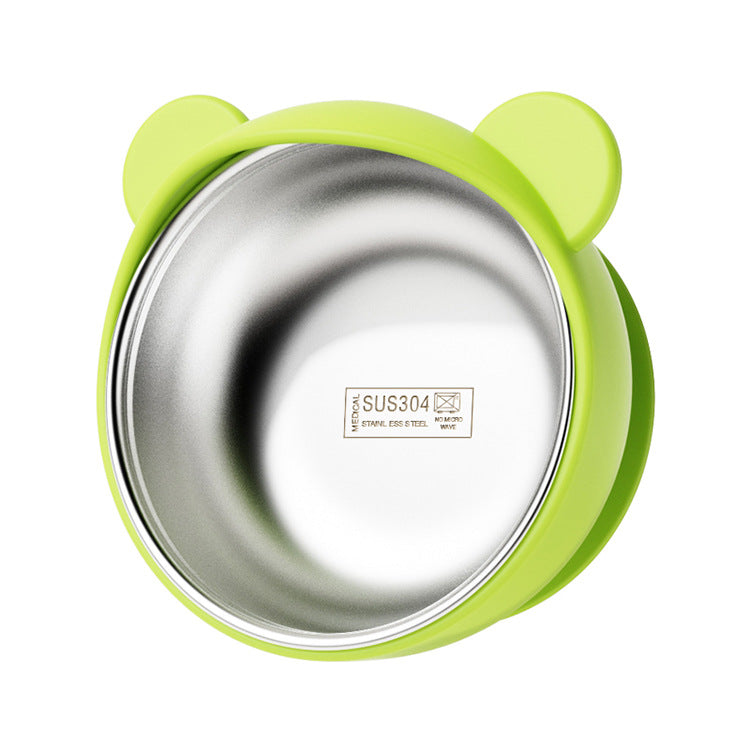 Cross-Border Popular Product: Little Bear Baby and Children's Silicone Dining Plate, Anti-Spill Feeding Bowl, Baby Feeding Utensils, Anti-Scald